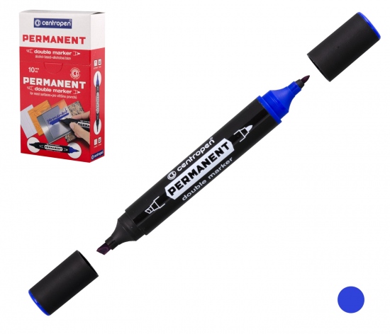 Popisovač Centropen Double 1666 modrý Permanentní