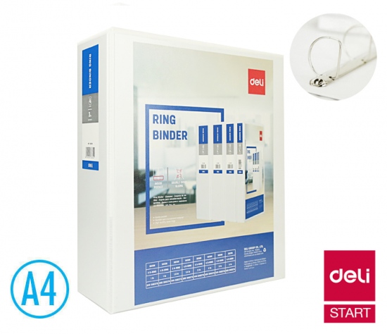 Levně Pořadač A4/90mm 4 kroužkový D 75mm DELI E5621N