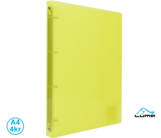 Pořadač LUMA A4 diagonální 4 kroužkový žlutý