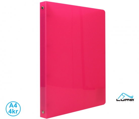 Pořadač LUMA A4 neon 4 kroužkový růžový