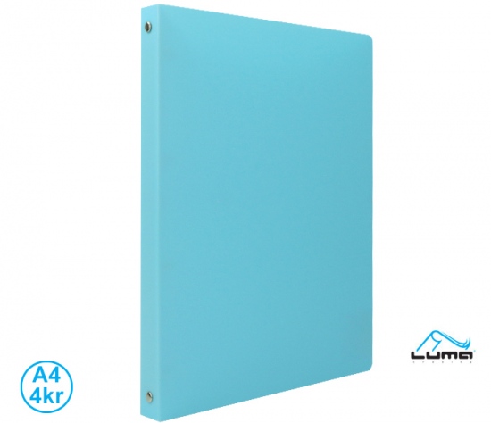 Pořadač LUMA A4 pastel 4 kroužkový modrý