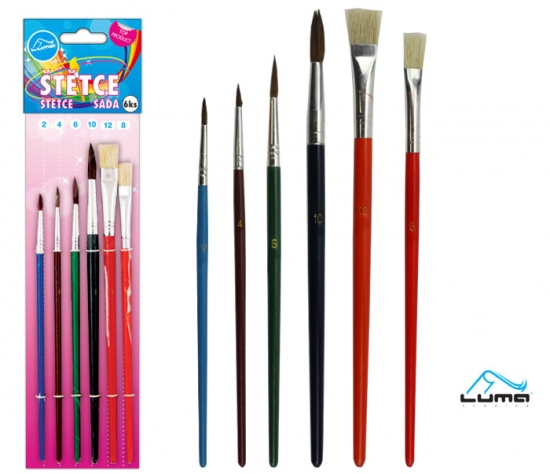 Štětce kulaté + ploché sada 6ks mix LUMA
