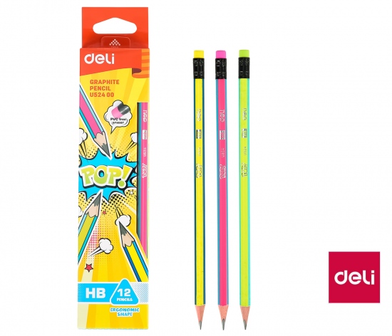 Tužka HB s gumou trojhranná POP DELI EU52400