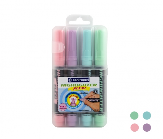 Zvýrazňovač Centropen 8542/4 Flexi, pastelový