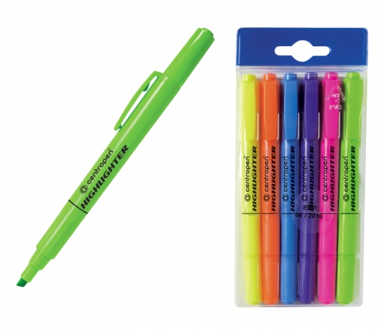 Zvýrazňovač Centropen 8722/6 sada