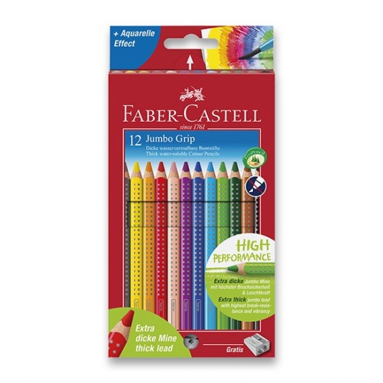 Pastelky trojb. Faber Castell JUMBO GRIP rozm. 12ks + ořez.