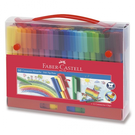 Levně Fixy Faber Castell Connector plastová taška 60ks