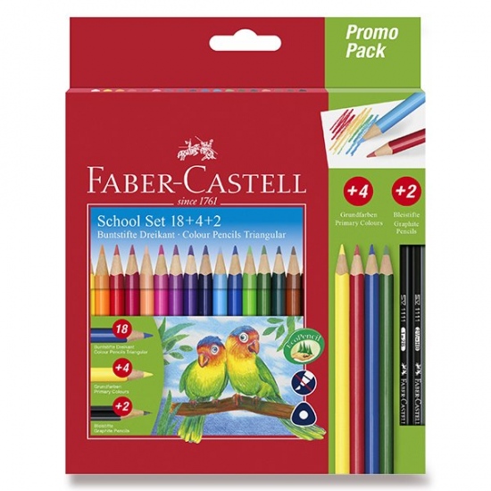 Pastelky Faber Castell trojhranné 18ks + 4ks + 2ks