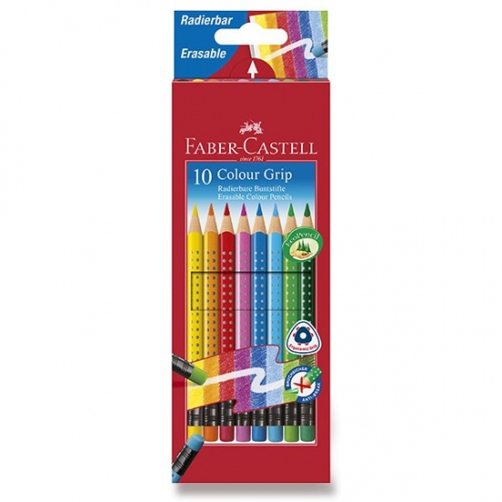 Levně Pastelky Faber Castell Grip 2001 trojhr. s bar. pryží 10ks
