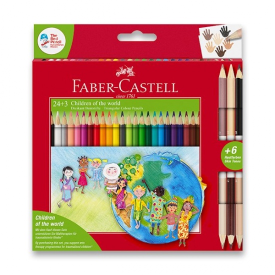 Pastelky Faber Castell trojhr. Children of the World 24+3