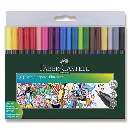 Levně Popisovače Faber Castell Grip 0 4mm 20ks