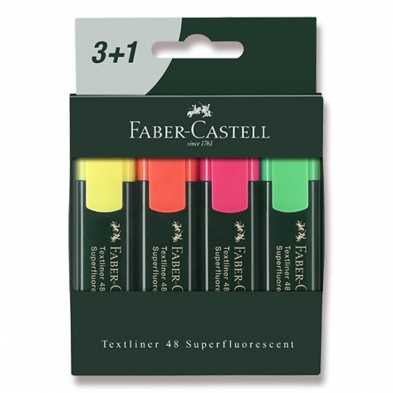 Zvýrazňovače Faber Castell 1548 sada 3+1 ks