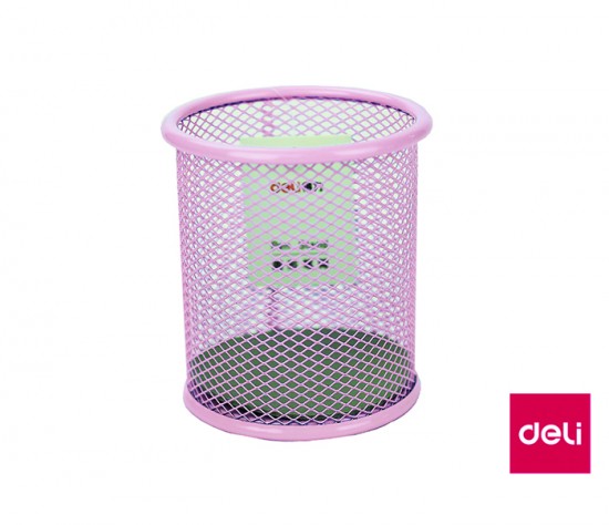 Levně Stojánek drátěný na tužky DELI 9153 růžový pastel