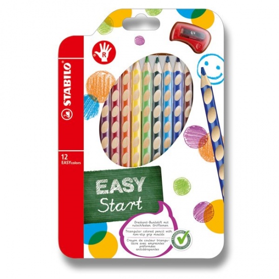 Pastelky EASYcolors pravák 12 barev + ořezávátko