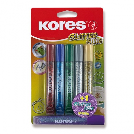Dekorační lepidlo Glitter Glue 5 barev 5 x 10 5 ml blistr