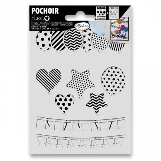 Plastová šablona Pochoir Textile Balónky a vlaječky