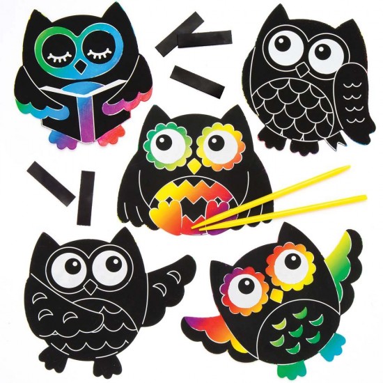 Magnetky sovy barvené škrabáním (10ks) AR623