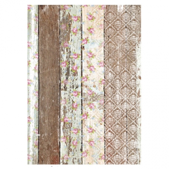 Rýžový papír Cadence A3 - Hnědá zeď s květy