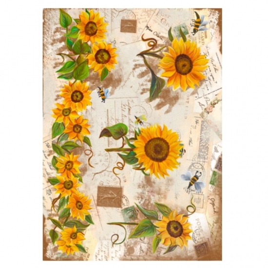 Rýžový papír Cadence A3 - Slunečnice s dopisy