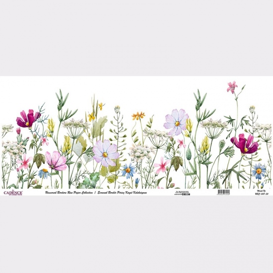 Rýžový papír Cadence v roli 30 x 68 cm - Rozkvetlá louka bílá