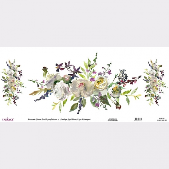 Rýžový papír Cadence v roli 30 x 68 cm - 3 bílé kytice