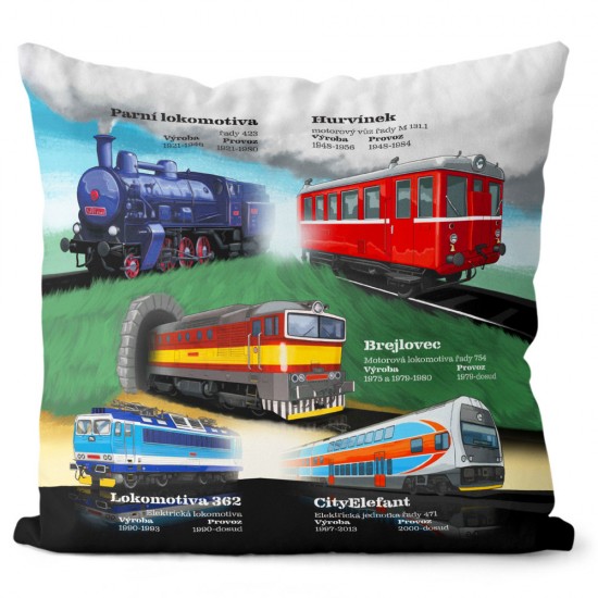 Polštář Vlaky