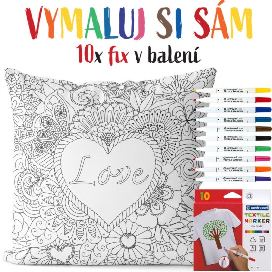 Polštářek s omalovánkou Love
