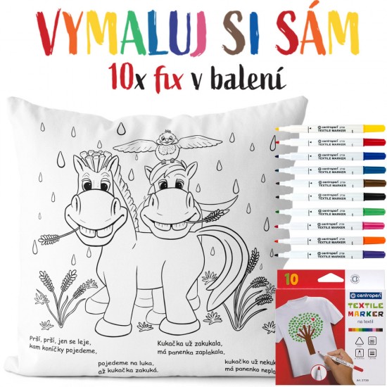 Polštářek s omalovánkou Prší, prší