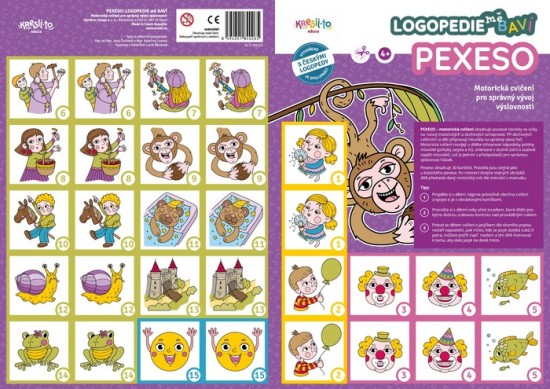 Logopedické pexeso -motorická cvičení, pro správný vývoj výslovnosti