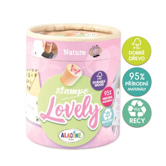 Levně Dřevěná razítka Aladine Stampo LOVELY 15 ks - Příroda