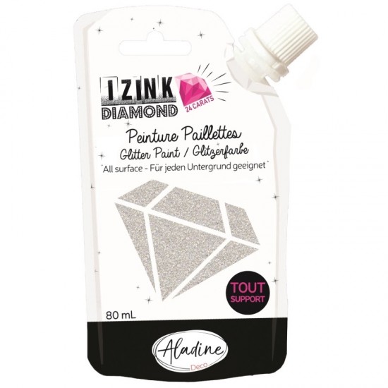 Diamantová barva Aladine Izink Diamond 24 Carats 80 ml - stříbrná