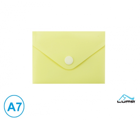 Obal spisový s klopou a drukem A7 pastel Luma, žlutý