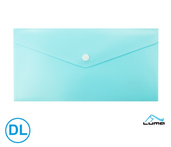 Obal spisový s klopou a drukem Dl pastel Luma, modrý