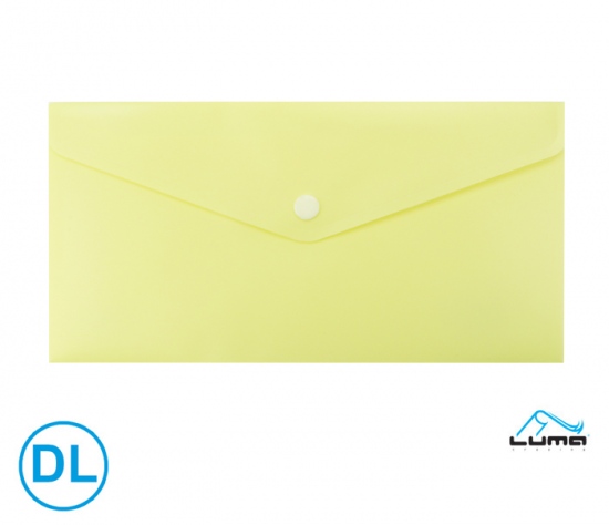 Obal spisový s klopou a drukem Dl pastel Luma, žlutý
