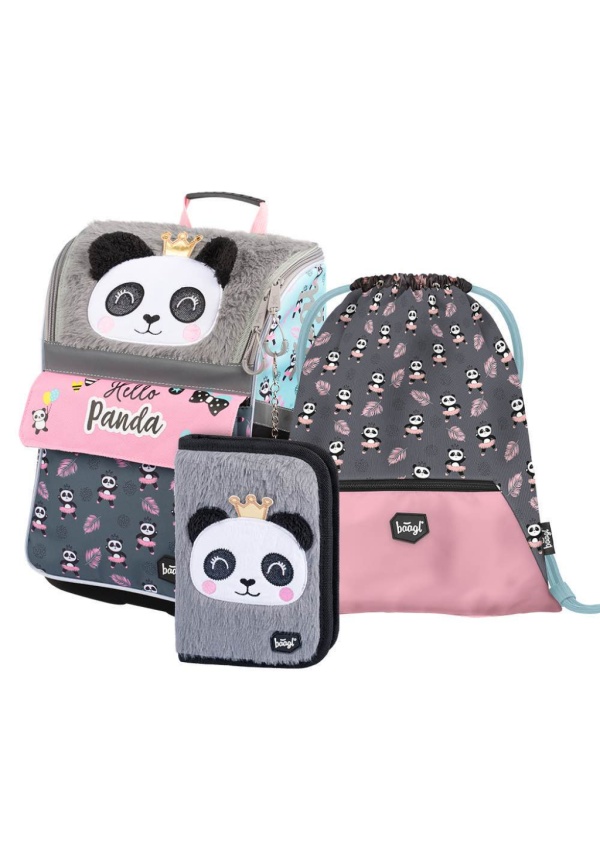 Baagl set 3 Zippy Panda: aktovka, penál, sáček