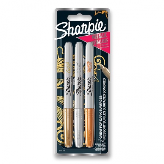 Permanentní popisovač Sharpie metalic fine - Sada 3 Ks, metalické barvy