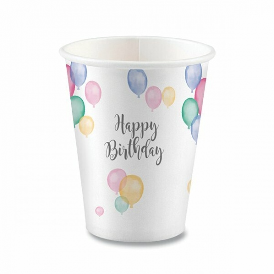 Papírové kelímky Happy Birthday objem 0,25 l, 8 ks