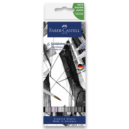 Levně Popisovač Faber-Castell Goldfaber Aqua Dual Marker Shades of grey sada, 6 barev