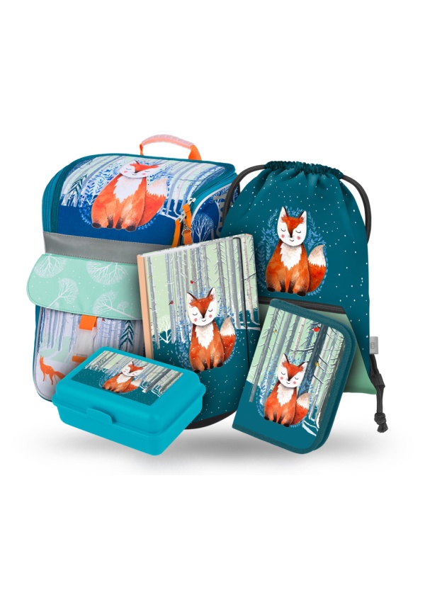 Baagl set 5 Zippy Liška: aktovka, penál, sáček, desky, box