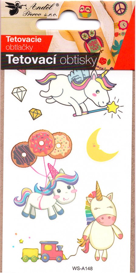 Tetovací obtisky 10,5 x 6 cm - jednorožci
