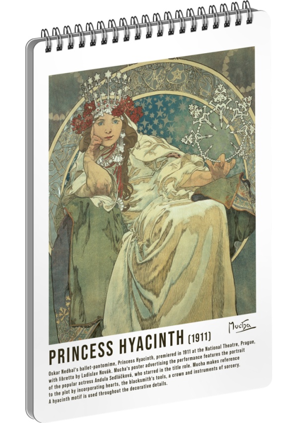 Levně Spirálový blok Alfons Mucha - Princezna, linkovaný