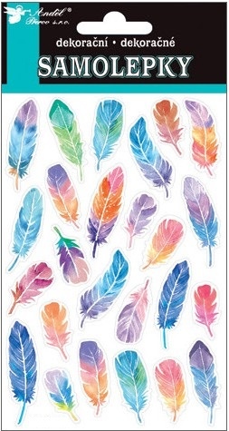 Samolepky pírka se zlatou ražbou 19x10 cm