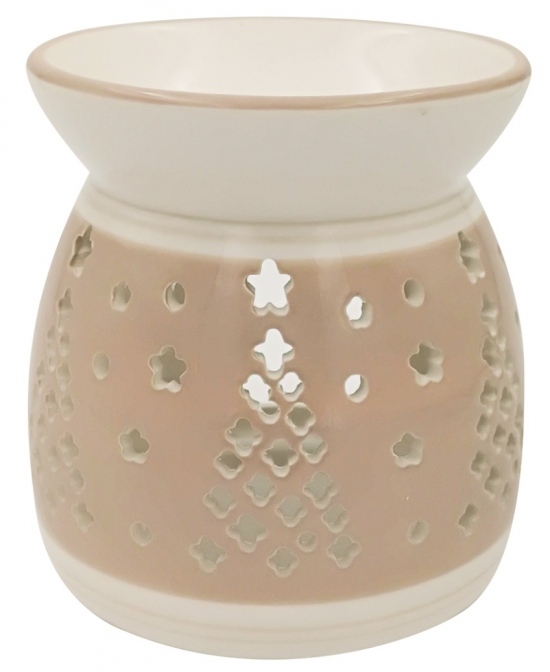 Aromalampa keramická krémová se stromečky 10 cm