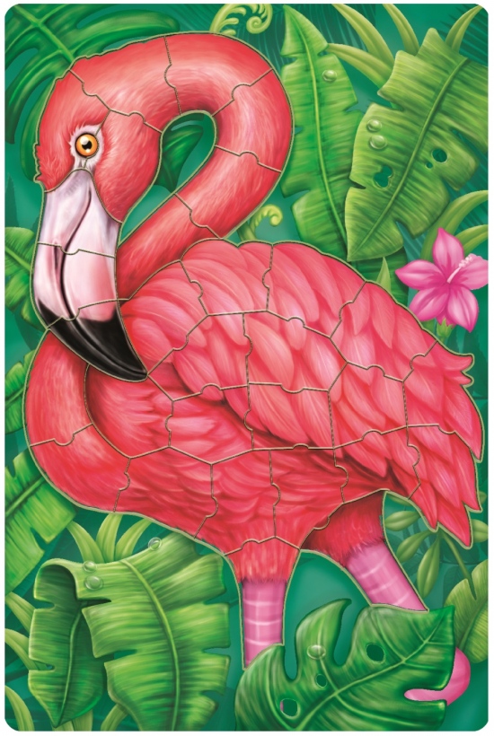 Samolepicí skládačka plameňák 14 x 25 cm