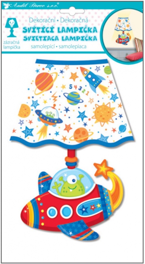 Lampička samolepicí svítící LED vesmírná loď 27cm