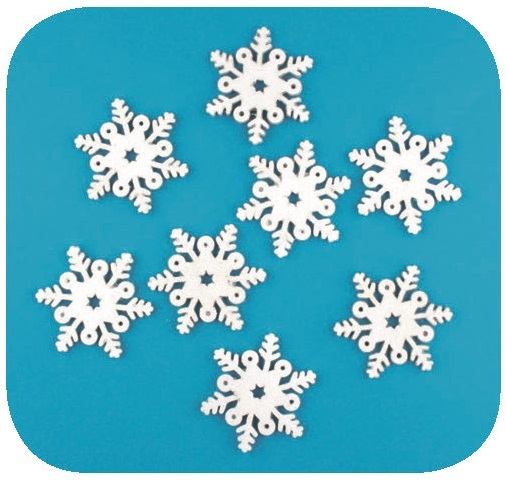 Dřevěné vločky s glitry 6 cm, 8 ks 