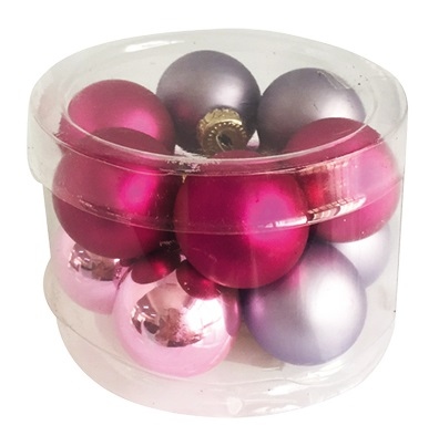 Sada skleněných baněk fialová 2 cm, 12 ks 