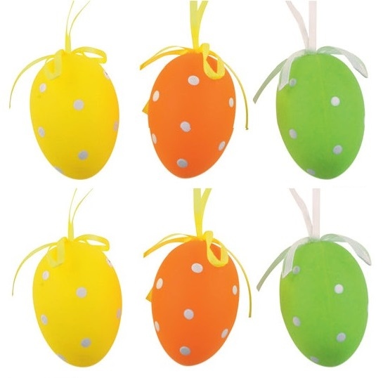 Vajíčka plastová na zavěšení 6 cm, 6 ks v sáčku 