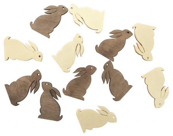 Zajíček dřevěný 4 cm, 12 ks 