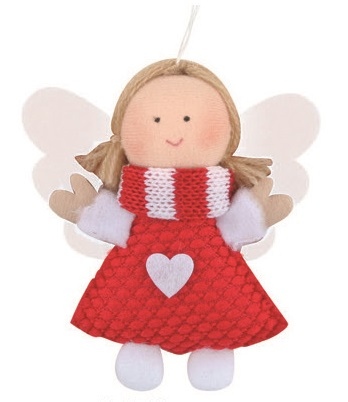 Anděl se srdíčkem červený 8 cm